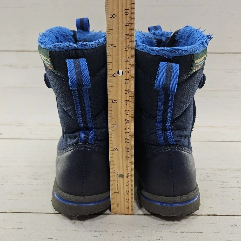 LL Bean Tek Youth Size 2 Navy Blue Winter Snow Boots Insulated Waterproof 505698